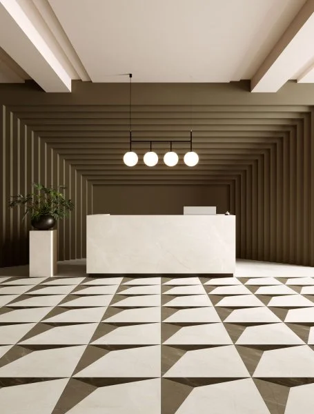 Керамогранит Coliseum Фьямма Уайт Вставка Фрэйм 60х60 (Натуральный и Реттифицированный) в Барнауле